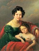 unknown artist Portrait of young woman with her child- Countess of Dyhrn with her child Sweden oil painting artist